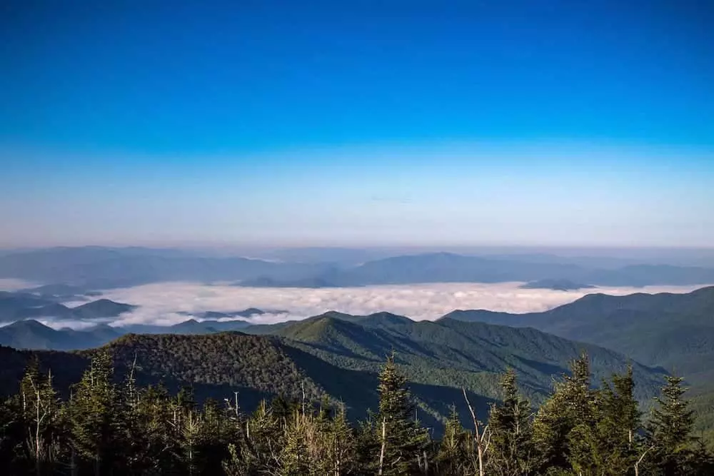 view from Clingmans Dome in the Smoky Mountains